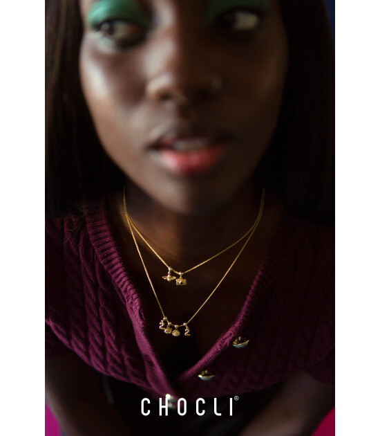 Chocli Altın Kaplama Kolye & Bileklik Charm (18 Ayar) // Kruvasan