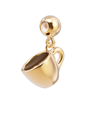 Chocli 18 Ayar Altın Kaplama Charm - Kahve Fincanı