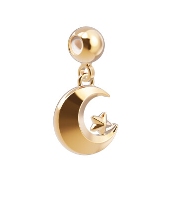 Chocli Altın Kaplama Kolye & Bileklik Charm (18 Ayar) // Ay Yıldız
