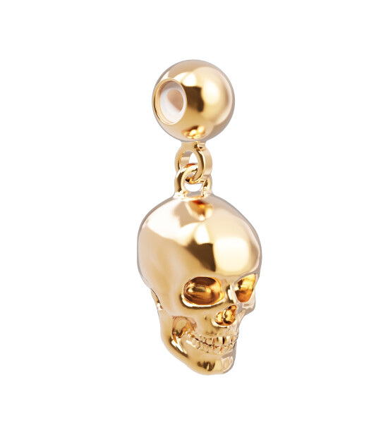 Chocli Altın Kaplama Kolye & Bileklik Charm (18 Ayar) // Skull