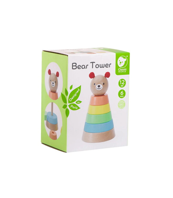 Classic World Ahşap Dizme Oyuncağı // Bear Tower