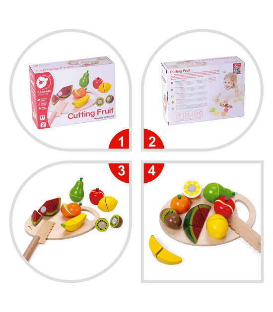 Classic World Ahşap Meyve Sebze Kesme Oyunu 17 Parça