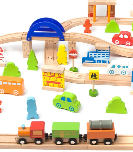 Classic World Ahşap 110 Parçalı Tren Seti