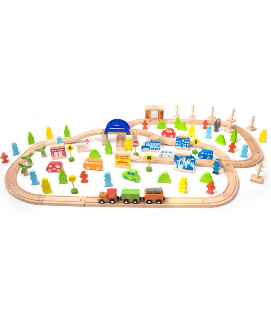 Classic World Ahşap 110 Parçalı Tren Seti