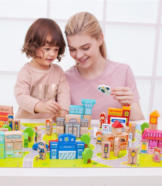 Classic World Ahşap Şehir Blok Seti