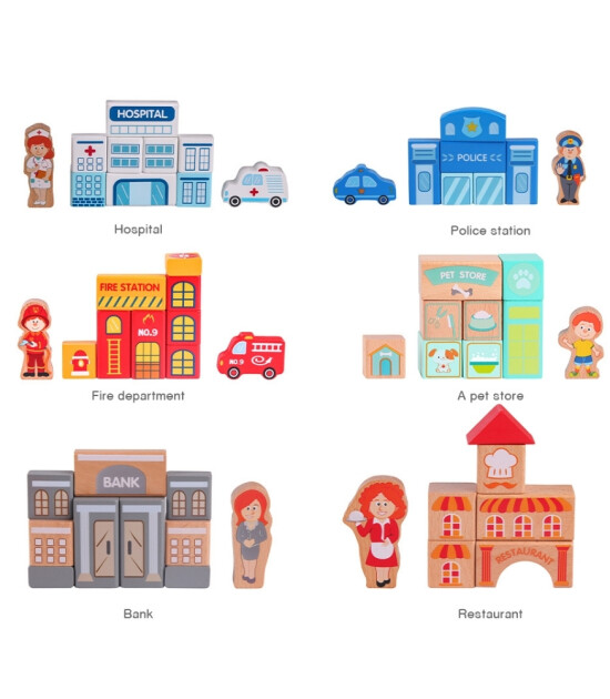 Classic World Ahşap Şehir Blok Seti