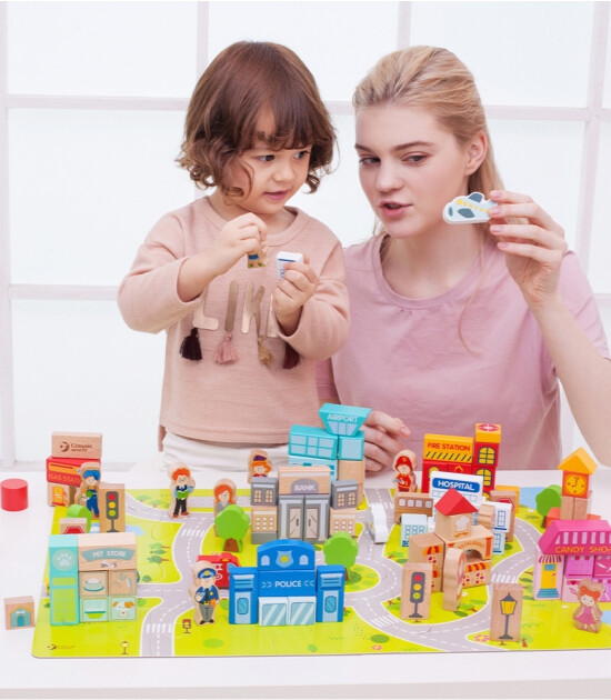 Classic World Ahşap Şehir Blok Seti