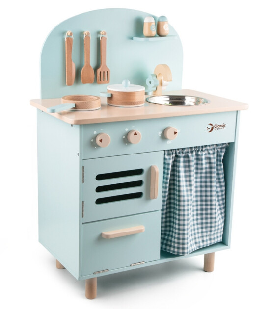 Classic World Ahşap Mavi Retro Mutfak