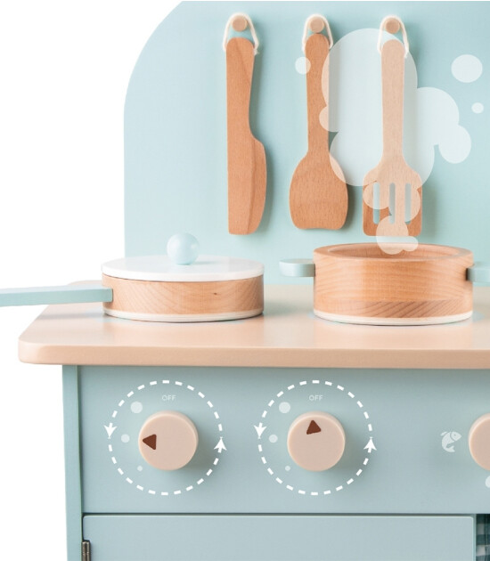 Classic World Ahşap Mavi Retro Mutfak