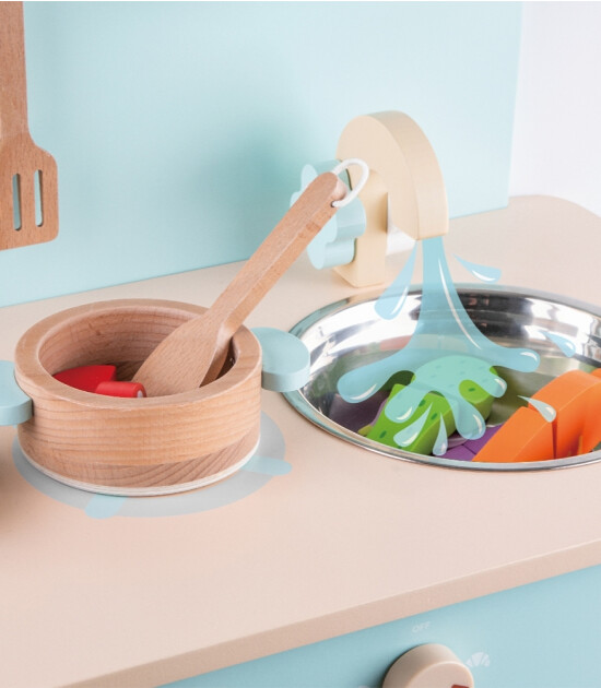 Classic World Ahşap Mavi Retro Mutfak