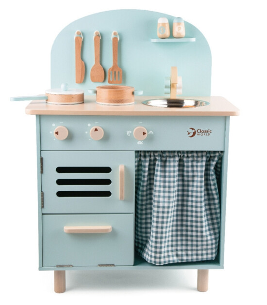 Classic World Ahşap Mavi Retro Mutfak