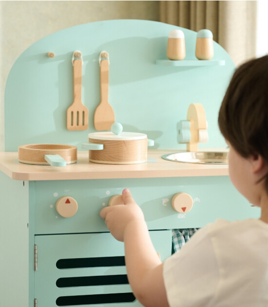 Classic World Ahşap Mavi Retro Mutfak