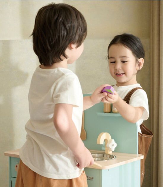 Classic World Ahşap Mavi Retro Mutfak