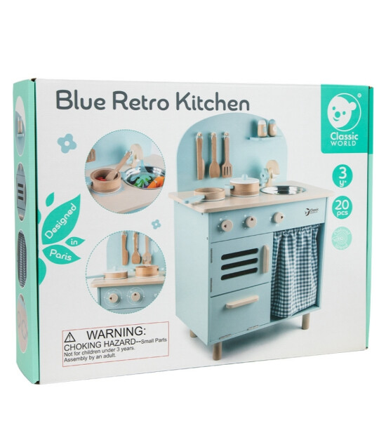 Classic World Ahşap Mavi Retro Mutfak