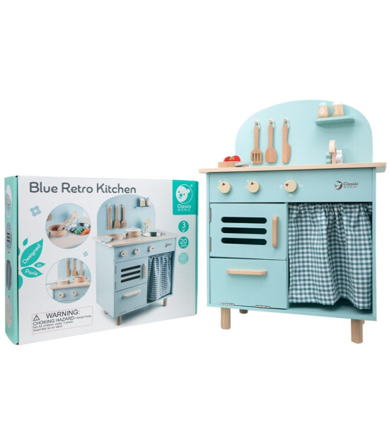Classic World Ahşap Mavi Retro Mutfak