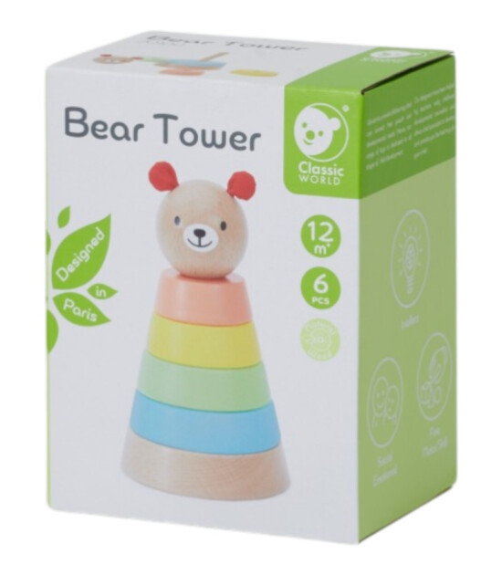 Classic World Ahşap Dizme Oyuncağı // Bear Tower