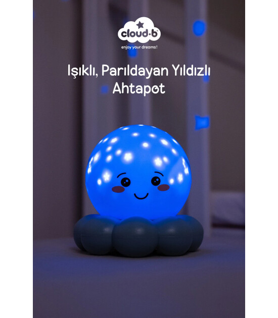 Cloud b Twinkles To Go Projekt&ouml;rl&uuml; Gece Lambası // Octo - Pastel Blue