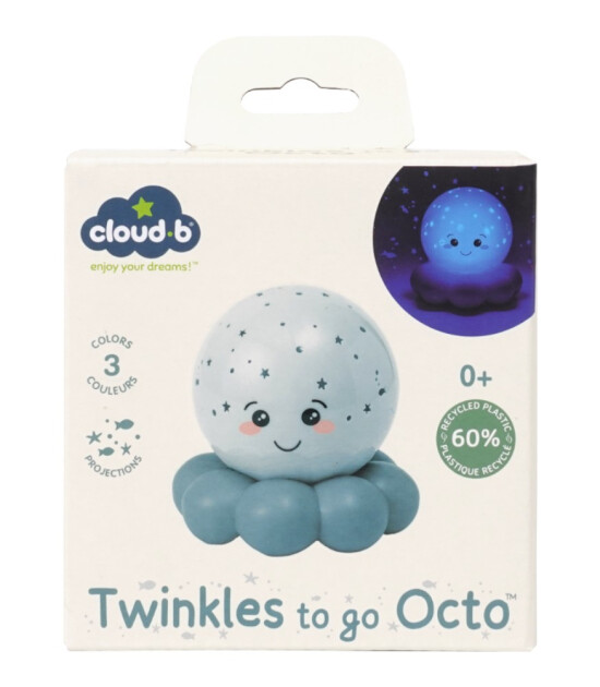Cloud b Twinkles To Go Projekt&ouml;rl&uuml; Gece Lambası // Octo - Pastel Blue