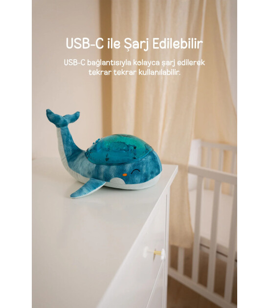 Cloud b Tranquil Şarj Edilebilir Melodili Projekt&ouml;r Uyku Arkadaşı // Whale - Blue