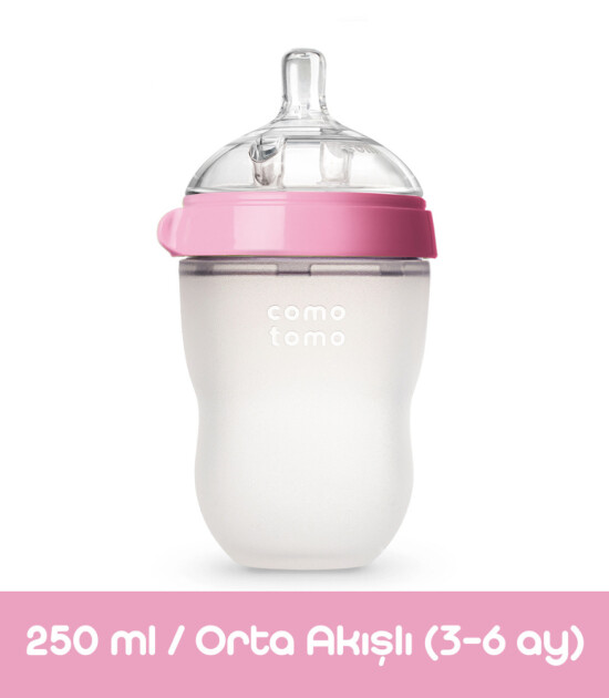 Comotomo Silikon Biberon (250 ml) // Pembe