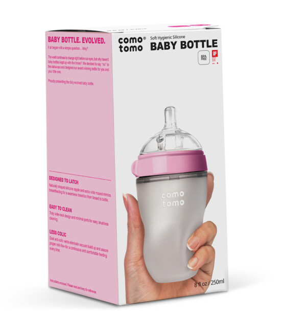 Comotomo Silikon Biberon (250 ml) // Pembe