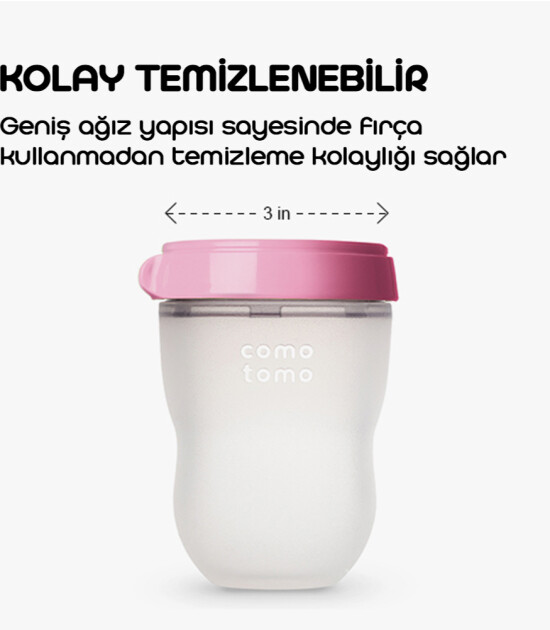 Comotomo Silikon Biberon (250 ml) // Pembe