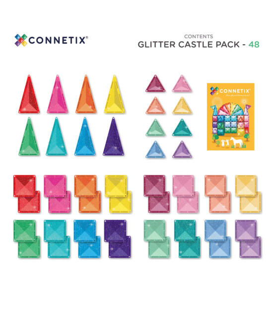 Connetix Glitter Castle Manyetik Blok Set (48 Par&ccedil;a)