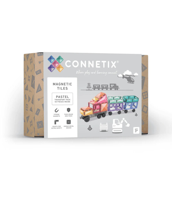 Connetix Pastel Transport Manyetik Blok Set (50 Par&ccedil;a)