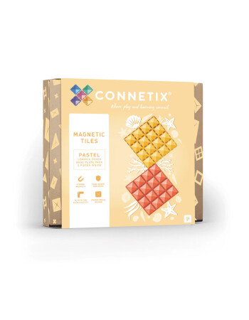 Connetix Pastel Lemon & Peach Base Plate Manyetik Blok Set (2 Par&ccedil;a)