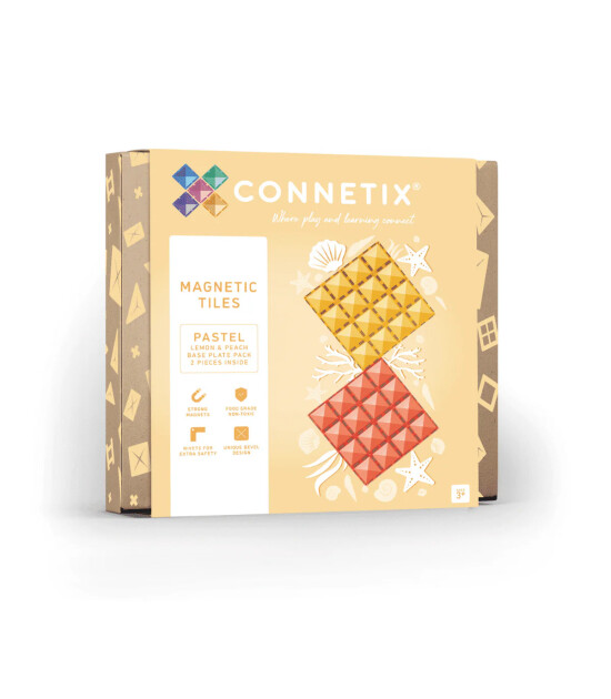 Connetix Pastel Lemon & Peach Base Plate Manyetik Blok Set (2 Par&ccedil;a)