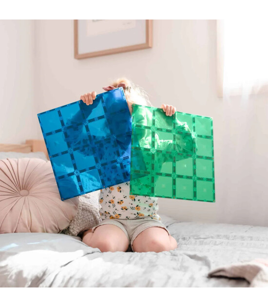 Connetix Rainbow Blue & Green Base Plate Manyetik Blok Set (2 Par&ccedil;a)