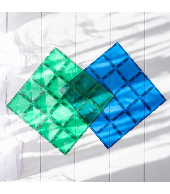 Connetix Rainbow Blue & Green Base Plate Manyetik Blok Set (2 Par&ccedil;a)