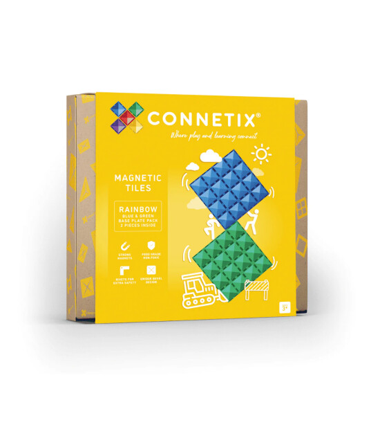 Connetix Rainbow Blue & Green Base Plate Manyetik Blok Set (2 Par&ccedil;a)