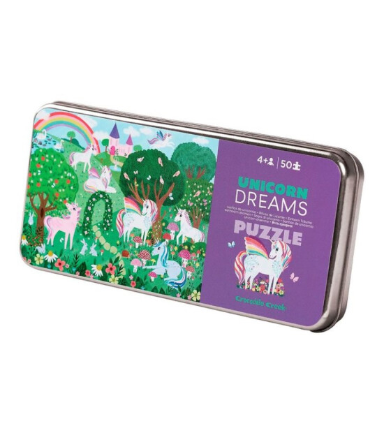 Crocodile Creek Metal Kutu Puzzle // Unicorn Dreams (50 Parça)