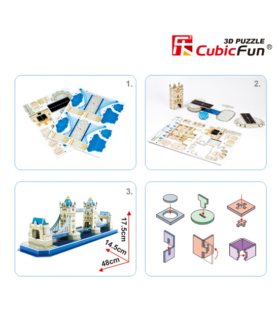 Cubic Fun 3D Puzzle // Tower Bridge - İngiltere (52 Par&ccedil;a)