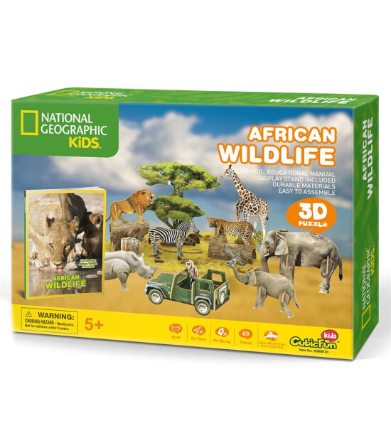 Cubic Fun 3D Puzzle National Geographic Kids // Afrika Yaban Hayatı (69 Par&ccedil;a)