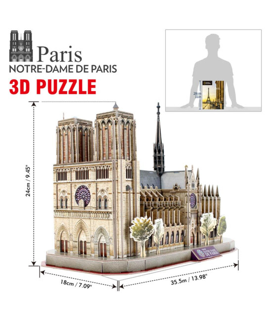 Cubic Fun 3D Puzzle National Geographic Serisi // Notre Dame De Paris (128 Par&ccedil;a)