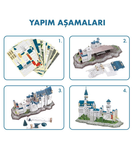 Cubic Fun 3D Puzzle National Geographic Serisi // Neuschwanstein Kalesi (121 Par&ccedil;a)