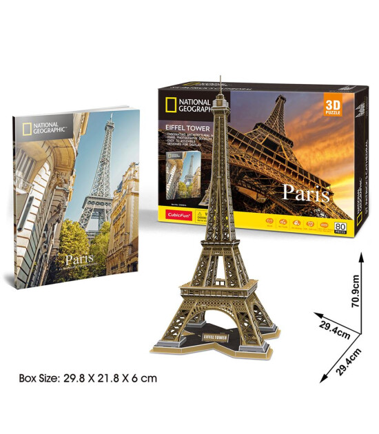 Cubic Fun 3D Puzzle National Geographic Serisi // Eyfel Kulesi (80 Par&ccedil;a)