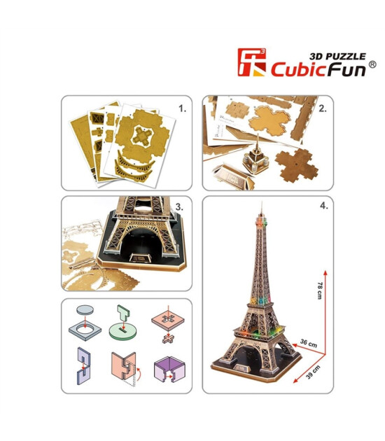 Cubic Fun 3D Puzzle // Eiffel Kulesi - Fransa (82 Par&ccedil;a)