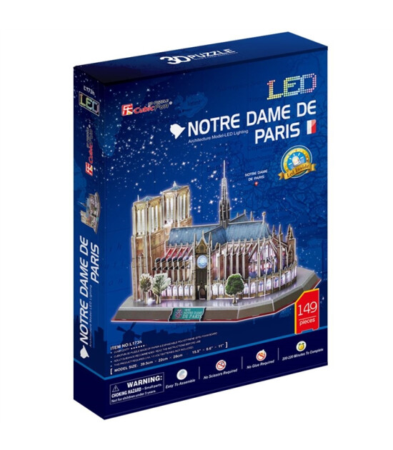 Cubic Fun 3D Puzzle Led Işıklı // Notre Dame Kilisesi (149 Par&ccedil;a)