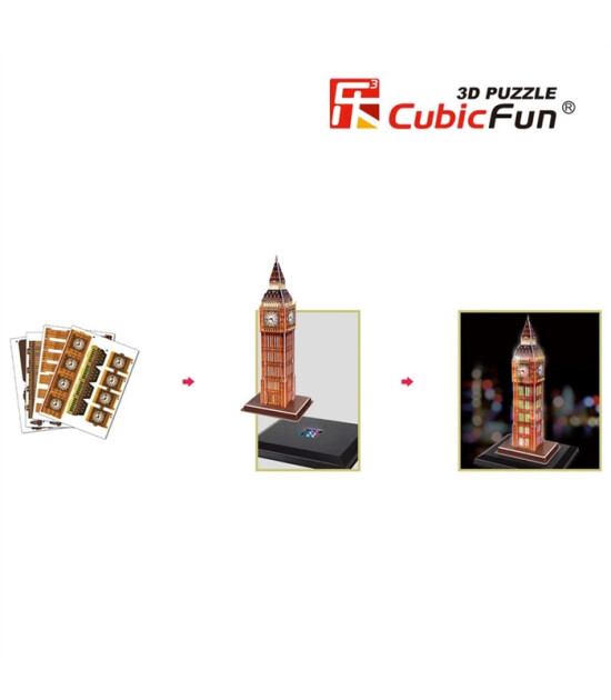 Cubic Fun 3D Puzzle Led Işıklı // Big Ben Saat Kulesi (28 Par&ccedil;a)