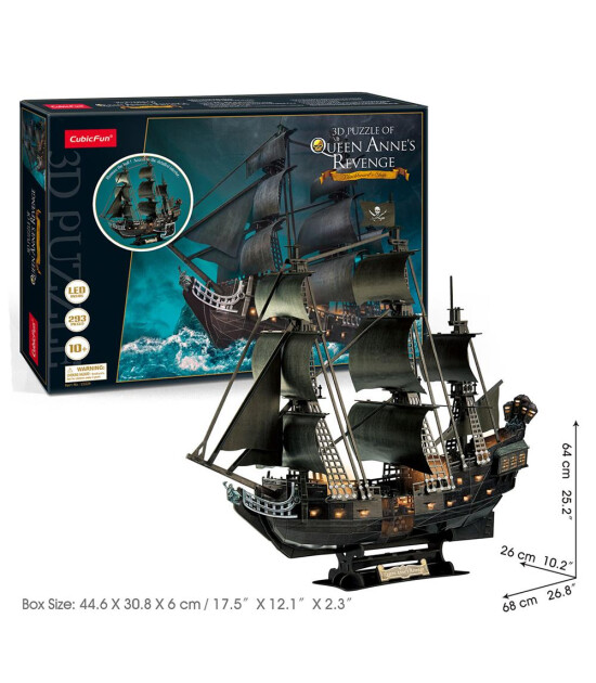 Cubic Fun LED Işıklı 3D Puzzle // Queen Anne's Revenge (293 Par&ccedil;a)