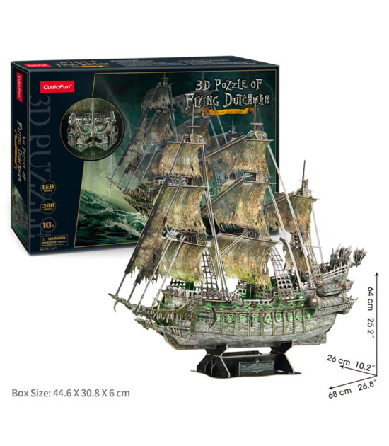 Cubic Fun Led Işıklı 3D Puzzle // U&ccedil;an Hollandalı Korsan Gemisi (360 Par&ccedil;a)