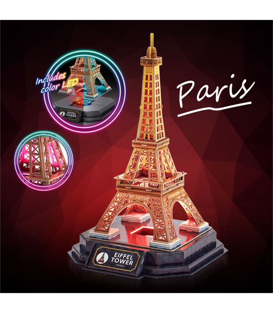 Cubic Fun 3D Puzzle Led Işıklı // Eyfel Kulesi (51 Par&ccedil;a)
