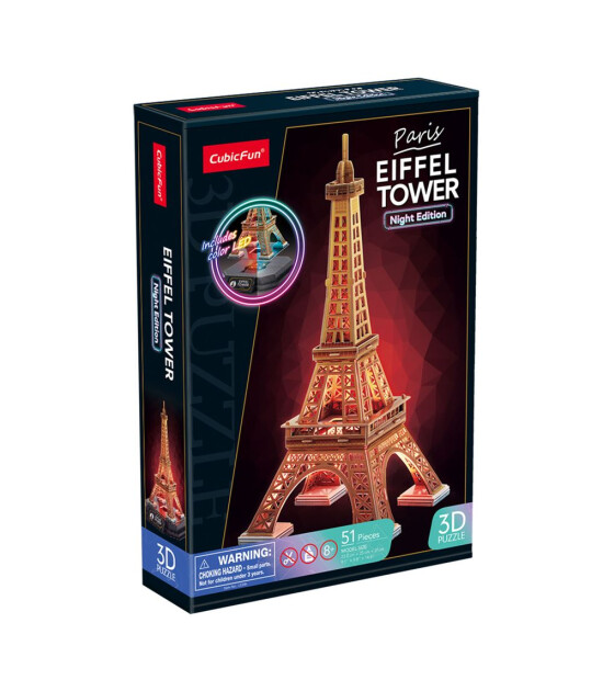 Cubic Fun 3D Puzzle Led Işıklı // Eyfel Kulesi (51 Par&ccedil;a)
