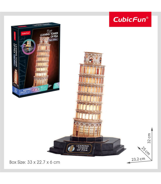 Cubic Fun 3D Puzzle Led Işıklı // Pisa Kulesi (42 Par&ccedil;a)