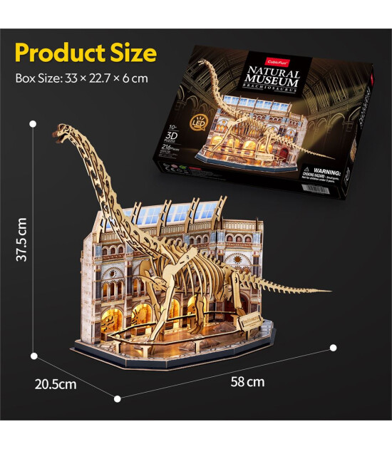 Cubic Fun 3D Puzzle Led Işıklı // Brachiosaurus (216 Par&ccedil;a)