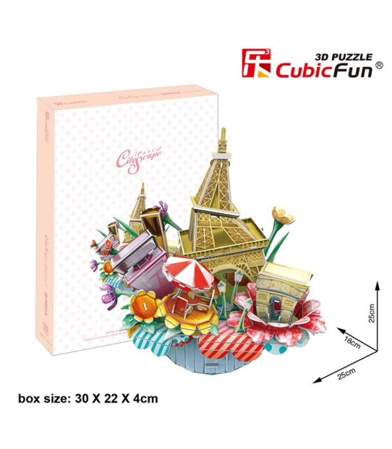 Cubic Fun 3D Puzzle // Paris Şehir Kompozisyonu (74 Parça)
