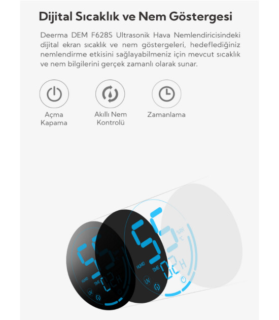 Deerma Ultraviyole (UVC) Ultrasonik Soğuk Buhar Makinesi (F628S)